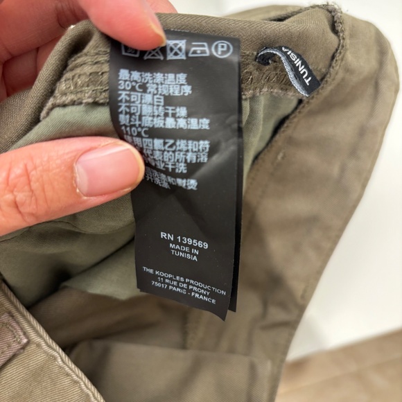 The Kooples Mid Rise Straight Leg Cotton Chino Khaki Green Colorblock Pants S - Picture 5 of 6